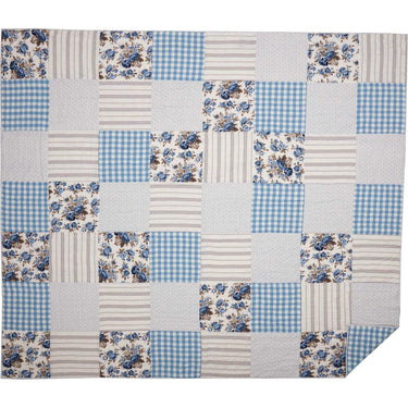 Annie Blue Floral Patch Queen Quilt 90Wx90L VHC Brands - The Fox Decor